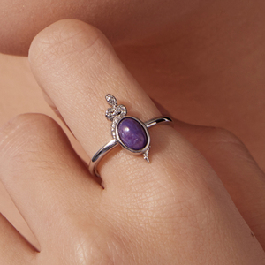 Vintage <b>Silver</b> Plated <b>Amethyst</b> <b>Ring</b> With Snake Design Oval Gemstone Unisex Daily Wear Gift Jewelry - Product Image 6
