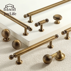 Solid Brass Handle Mid Century American Retro Wardrobe <strong>Knobs</strong> Round Ball Drawer Pulls Cabinet Handles Brass Furniture Hardware - Product Image 1