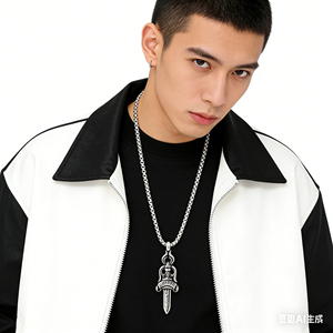 Grande <span class=keywords><strong>collana</strong></span> Vintage in acciaio inossidabile placcato <span class=keywords><strong>oro</strong></span> per <span class=keywords><strong>uomo</strong></span> stile HipHop per <span class=keywords><strong>collana</strong></span> con spada regalo - Product Image 3