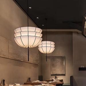 Luminaire suspendu de style japonais, rond, en tissu noir, LED E27, pour restaurant, hôtel, bar, décoration Wabi Sabi - Product Image 3
