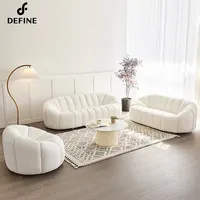 Desain Modern Set Kain Furnitur Sofa Struktur Kayu Solid untuk Ruang Tamu
