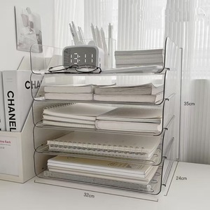 Plastic Desktop <b>File</b> Rack 32x24x35cm 6 Tier Transparent <b>Storage</b> Organizer For Office Books Documents - Product Image 1
