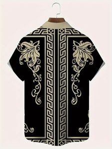 <span class=keywords><strong>Camicia</strong></span> Casual estiva a maniche corte Vintage con stampa da <span class=keywords><strong>uomo</strong></span> <span class=keywords><strong>taglie</strong></span> <span class=keywords><strong>forti</strong></span> stile floreale con bottoni da taschino - Product Image 4