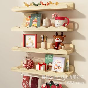 Wooden <b>Wall</b> <b>Mounted</b> <b>Shelf</b> Natural Color 6 Tier Floating <b>Shelf</b> For Kids Bedroom Living Room Storage Display Rack - Product Image 1