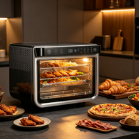 Four électrique multifonction 10-en-1 avec friteuse à air, double couche, pour la cuisson de pizzas, de toasts, de bagels et la déshydratation domestique