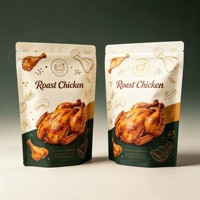 Sachet personnalisé imprimé pour poulet rôti, pochette verticale micro-ondable avec fermeture éclair, emballage alimentaire pour poulet rôti sur grille