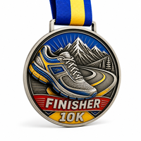 Médailles sportives personnalisées en alliage de zinc moulé sous pression avec logo personnalisé et ruban pour les courses de marathon, 5K et 10K