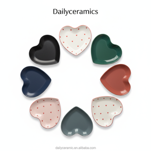 Набор керамических кружек для кофе и чая в форме сердца с ручкой в виде сердца, белый с красным узором в виде сердца, для подарка - Product Image 2