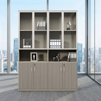 Meuble de rangement combiné personnalisable moderne pour école, bureau ou atelier, avec vitrine en verre et section inférieure verrouillable