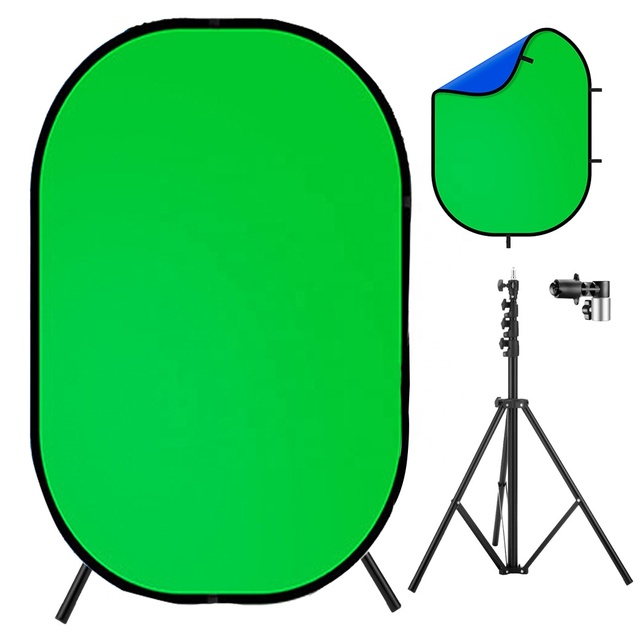 Double-Sided Green Screen Backdrop with Stand and Blue Screen 2-in-1 Collapsible and Background for Photography 1.5mX2m