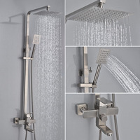 Douche supérieure murale Ensemble de douche à main à effet pluie Baignoire en acier inoxydable 304 Robinet de douche de salle de bain