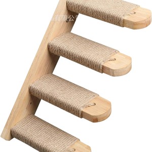 Estructura de madera para gatos montada en la pared, 4 niveles, duradera, minimalista, para interiores, con hamaca y rascador. - Product Image 3