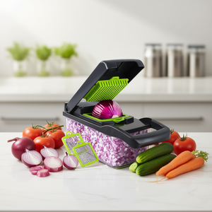 Hachoir à légumes LeeWee, trancheuse manuelle 14 pièces, lame en acier inoxydable, plastique, passe au lave-vaisselle, outil de préparation alimentaire - Product Image 2