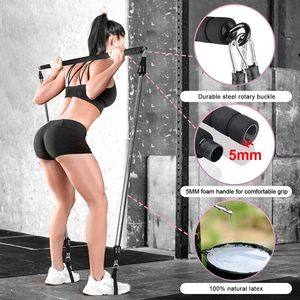 Kit Portatile per Yoga e <span class=keywords><strong>Pilates</strong></span>, Barra in Acciaio da 200cm + Bande di Resistenza in Latex da 45cm, Accessori per Fitness - Product Image 3