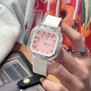 นาฬิกาข้อมือสตรีทรงสี่เหลี่ยมสไตล์มินิมอลพร้อมสายซิลิโคนนาฬิกาข้อมือลำลองสำหรับทุกวัน - Product Image 1