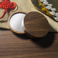Miroir circulaire simple face en bois personnalisé en bois de hêtre et noyer miroir en bambou respectueux de l'environnement en bois massif