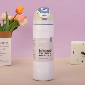 Bouteille d'eau isotherme de voyage en acier inoxydable, design moderne, logo personnalisé, écologique, avec paille, isolation thermique 6-12 heures - Product Image 6