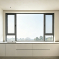 Ventana Abatible de Aluminio con Aislamiento Térmico, Impermeable, Insonorizada y con Marco Delgado de Nuevo Diseño para Cocina