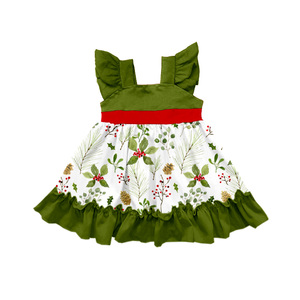 Vestido de seda con estampado para niña pequeña, vestido sin mangas con volantes y manga corta para vacaciones y uso diario - Product Image 4