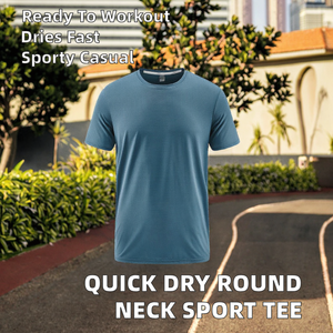 เสื้อยืดคอกลมผ้าฝ้ายแท้ 100% แบบถัก สไตล์ลำลอง สำหรับผู้ชาย แห้งเร็ว ระบายอากาศดี เหมาะสำหรับออกกำลังกาย ขายส่ง OEM - Product Image 2