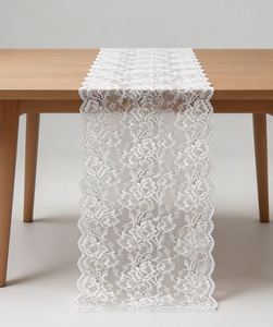Chemin de table moderne en dentelle de polyester, 13 pouces de large, blanc, motif floral, pour décorations de mariage, couture, 120 pouces - Product Image 1
