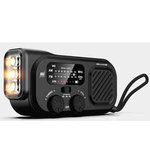 Weather Radio Emergency Design LED Flashlight Solar Dynamo Hand Crank <b>Power</b> Rechargeable Battery AM FM 5.3x2.6x2 Inch - Product Image 1