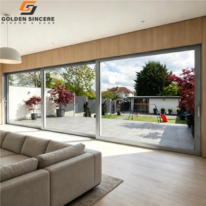 Porte coulissante intérieure multi-panneaux en verre simple avec écran en acier inoxydable GS - Product Image 3