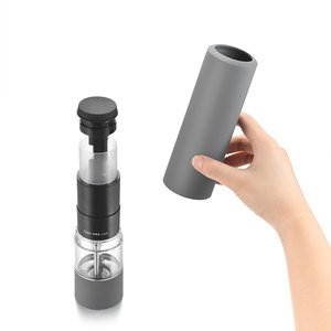 Molinillo de pimienta eléctrico con batería, botón pulsador, hoja de acero inoxidable, carcasa de plástico, utensilio de cocina para uso doméstico y exterior - Product Image 3