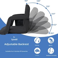 Fauteuil de stade portable et imperméable en métal, avec dossier réglable multi-niveaux et fonction chauffante