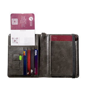 MFI sertifikalı deri çok fonksiyonlu seyahat pasaport tutucu dahili 4000mAh güç banka RFID engelleme su belge organizatörü - Product Image 1