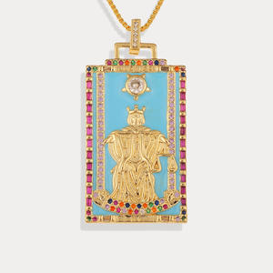 SSeeSY diseño personalizado vintage joyería latón plateado oro <span class=keywords><strong>real</strong></span> color circón goteo aceite tarot tarjeta colgante collar para mujer chica - Product Image 6