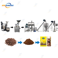 Ligne de production industrielle complète pour le torréfaction, le broyage, le mélange et l'emballage de grains de café, avec broyeur de poudre de café et machine de traitement