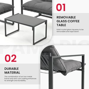 Modernes Komfortables Lounge-Set im <span class=keywords><strong>KD</strong></span>-Stil Stahl-Terrassenmöbel 4-teiliges Metall-Gartenmöbel-Set für Draußen - Product Image 2