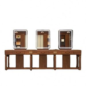Station de coiffure en bois Suessen avec miroir double face et siège pour salon de beauté - Product Image 5
