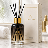 Diffuseur à bâtonnets de parfum en verre cylindrique vide, couleur ambre dégradée, design personnalisé, décor coloré, 200 ml