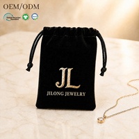 Sacs à cordon en velours personnalisés pour bijoux, colliers, montres, petite pochette cadeau recyclable avec logo en feuille d'or, vente en gros
