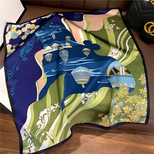 Silk Bandana Custom Logo 100% Mulberry Silk Floral Printed Summer Small Square Neck Scarf Headscarf Factory Wholesale - Product Image 3