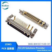 Konektor PCB Sudut Kanan 25W3 Jantan, Arus Tinggi 25 Pin, Konektor Catu Daya Otomasi Industri