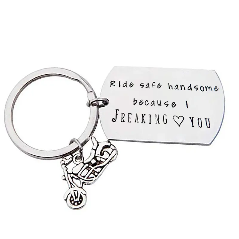 DIY Safe Driving key Chain Ride Safe Key Chain stainless steel key chain tag accessories vendor