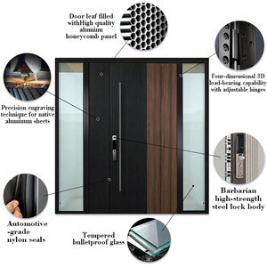 Porte d'entrée extérieure de luxe pivotante en aluminium moulé insonorisée de style américain moderne pour villa, conception personnalisée, robuste et sécurisée - Product Image 3