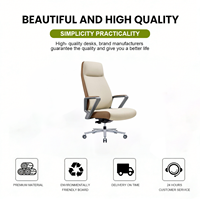 Chaise de bureau exécutive ergonomique pivotante réglable, design moderne, dossier haut, en cuir PU, base en aluminium, compatible salle à manger, luxe