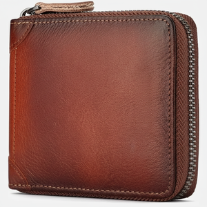 Unisex Zipper Wallet for <b>Men</b> Large Capacity Genuine Leather Double Fold Multi-Card Holder RFID Secure Coin <b>Purse</b> Chains - Product Image 1