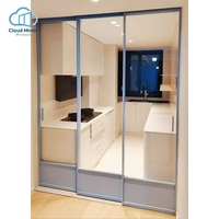 Porte pliante française à double panneau en aluminium, double vitrage en verre trempé, panneau inférieur solide, cloison intérieure moderne