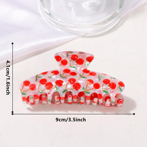 Модная элитная заколка-краб из ацетата с ретро-принтом вишни, изысканный аксессуар для волос, заколка-краб для волос с клубничным принтом - Product Image 3