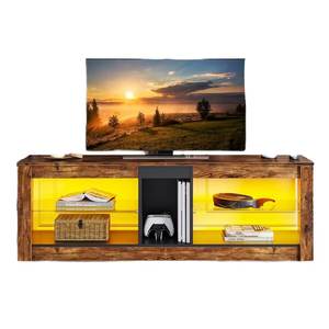 Mueble para TV Moderno Rústico Marrón <span class=keywords><strong>de</strong></span> 55-59 Pulgadas con Almacenamiento Ajustable, <span class=keywords><strong>Centro</strong></span> <span class=keywords><strong>de</strong></span> <span class=keywords><strong>Entretenimiento</strong></span> para Sala <span class=keywords><strong>de</strong></span> Estar, Dormitorio, Muebles para el Hogar - Product Image 1