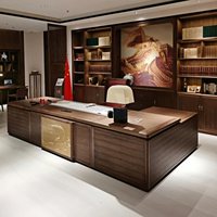 LBZ-332X Bureau de direction haut de gamme en bois massif, grand bureau en L personnalisable, style chinois moderne, nord-américain