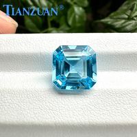 Topaze bleue naturelle, pierres précieuses en vrac, bleu ciel, Super Santa Maria, bleu suisse, taille Asscher, pierre facettée pour la fabrication de bijoux