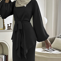 Nouveau Design Satin 2 Pièces Modeste Dubaï Caftan Respirant Vêtements Islamiques Abaya Robe Ensemble pour Dames Robe de Soirée Arabe