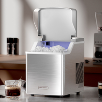Machine à glaçons portable RANBEM électrique 130W en acier inoxydable, production de 12KG/24H, réservoir de 1,5L, machine à glaçons compacte pour la maison