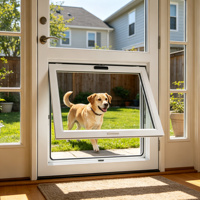 Porte pour animaux de compagnie en aluminium à rupture de pont thermique, double battant, panneau de verre isolant, étanche, taille personnalisée pour jardin résidentiel américain